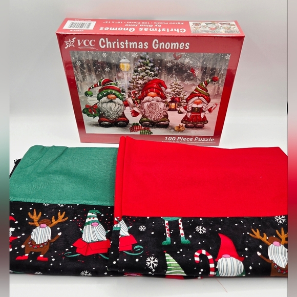 Other - GNOME NWT Holiday Puzzle Two Handmade Gnome Pillow Cases